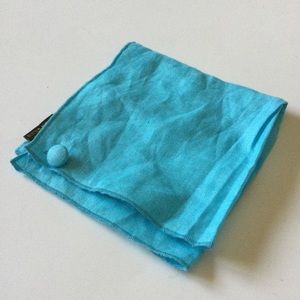CLIFTON WILSON TURQUOISE LINEN POCKET SQUARE 12” NWOT